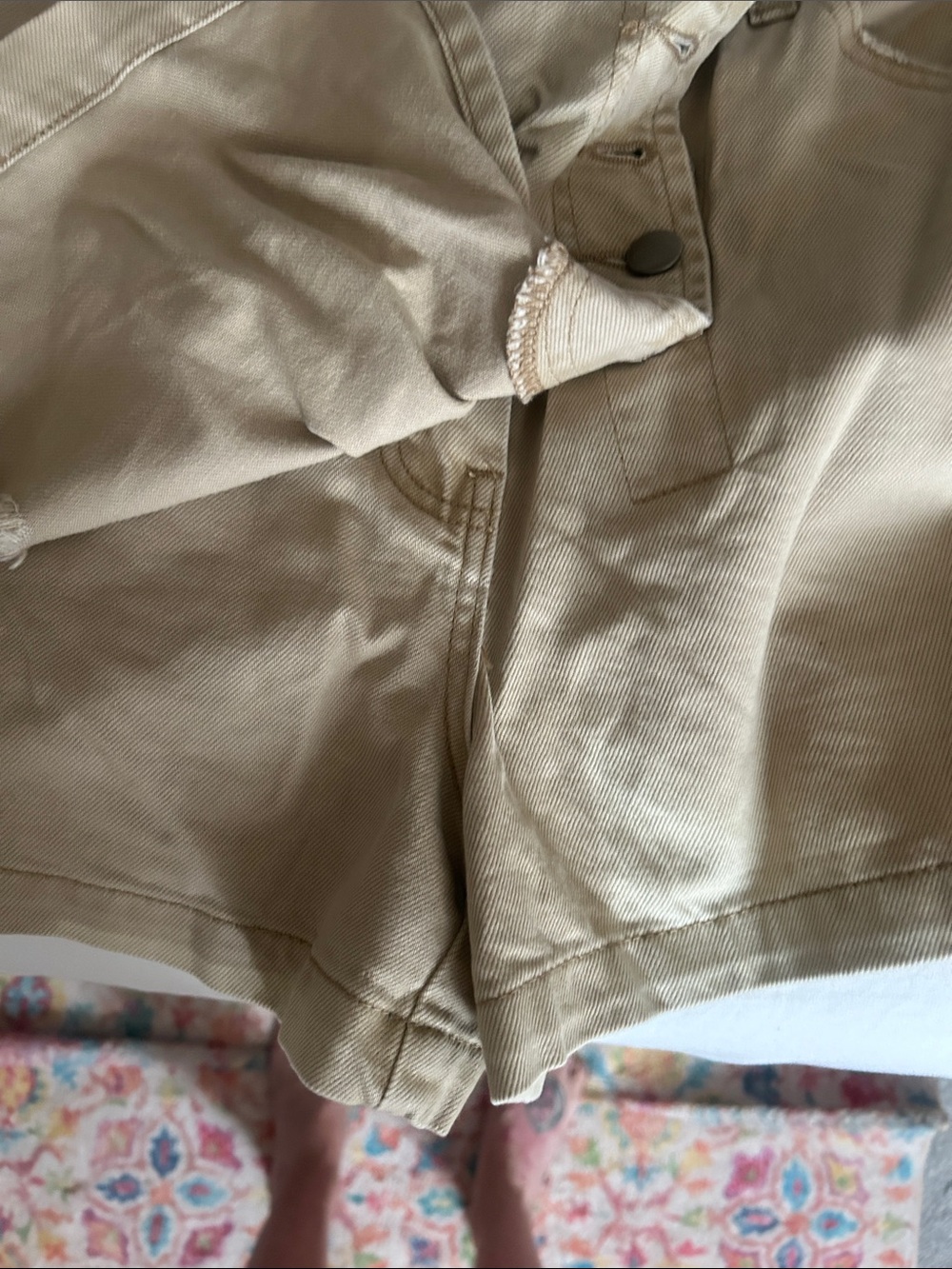 easel Tan Distressed Button-Front Skort - Picture 2 of 3